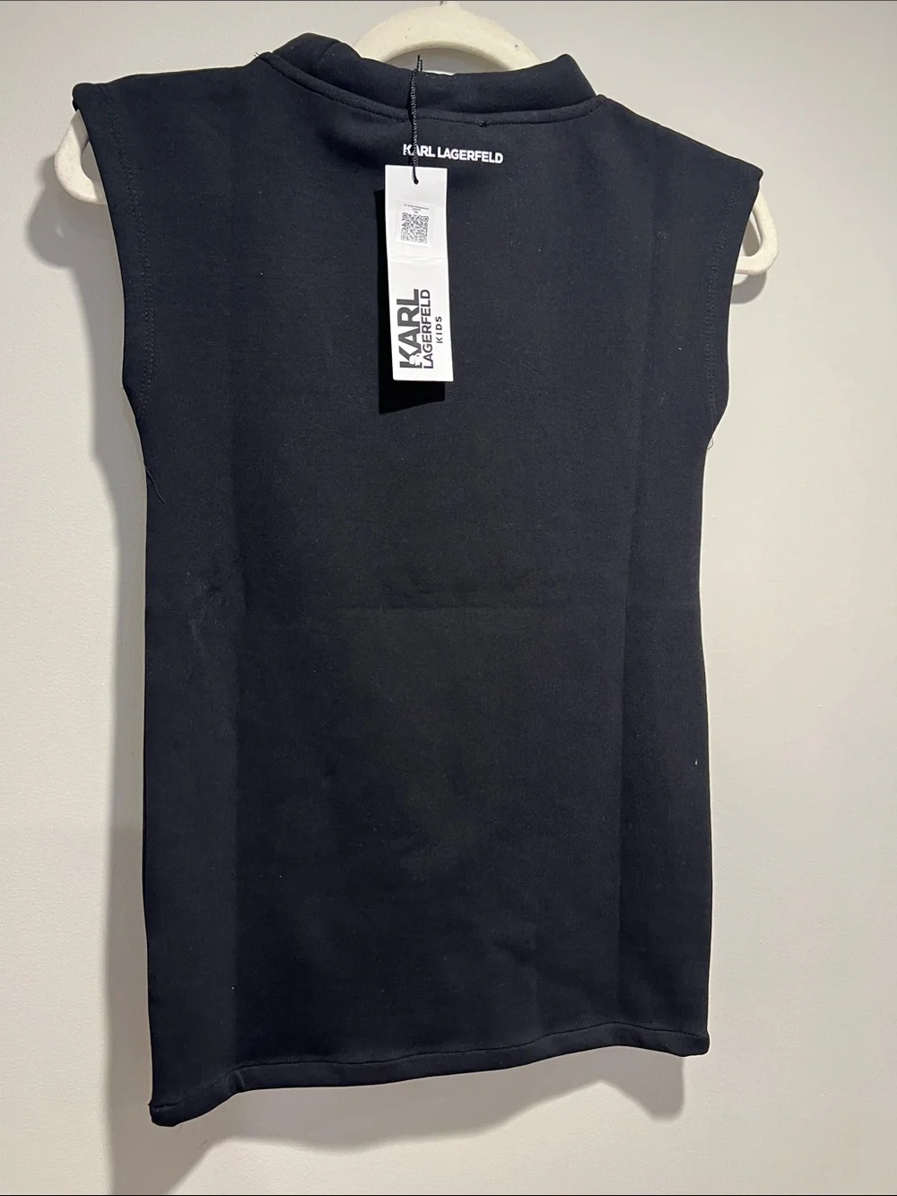 Karl Lagerfeld Black Girls Sleeveless Mock Neck Dress with Rhinestone Logo